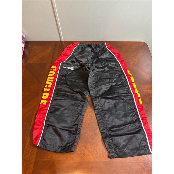 VTG Black Biscuit SHA‎ Cougars Nylon Track Pants USA Y2K 90s Streetwear junior